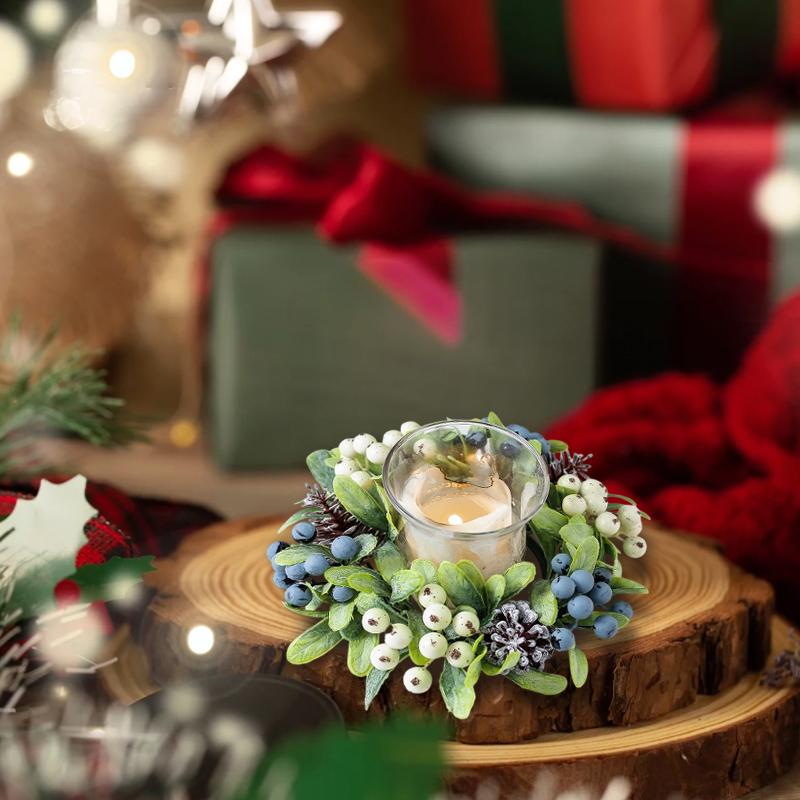 22см Украшение свечи Милый мини-венок Домашний декор Имитация ягод Многофункциональный Рождественский декор Элегантное Рождество