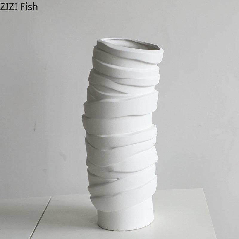 Minimalism Twisted Bandage Ceramic Vase Desk Decoration Floral Vases Porcelain Flowers Pots Flower Arrangement Modern Home Decor