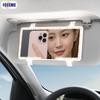 Зеркало HD Солнцезащитный козырек автомобиля Косметическое Салонное Светодиодное Зеркало для макияжа Два цвета Сенсорная регулировка Диммируемый свет Перезаряжаемое от USB