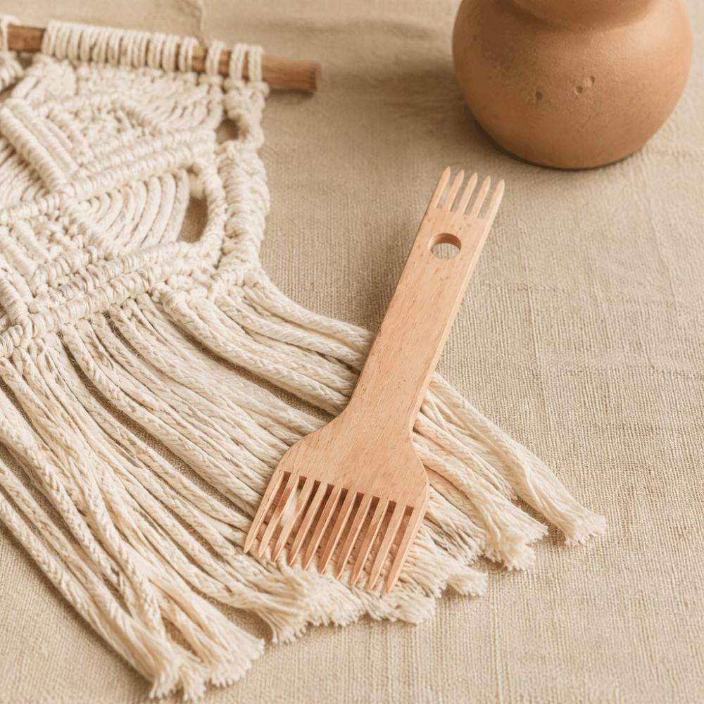 Double Ended Wooden Weaving Comb Ergonomic Design Knitting Craft Comb For Weaving Craft