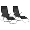 Day and Night - Day and Night Folding Loungers 2 Units Black Textilene