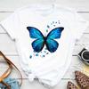 Women's Colorful Butterfly Petal Print T-shirt Short-sleeved Round Neck Cute Graphic Top