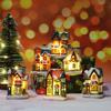 Christmas Decoration LED Village House Glow Resin Christmas House Micro Landscape House Christmas Kids Gifts Happy New Year Deco