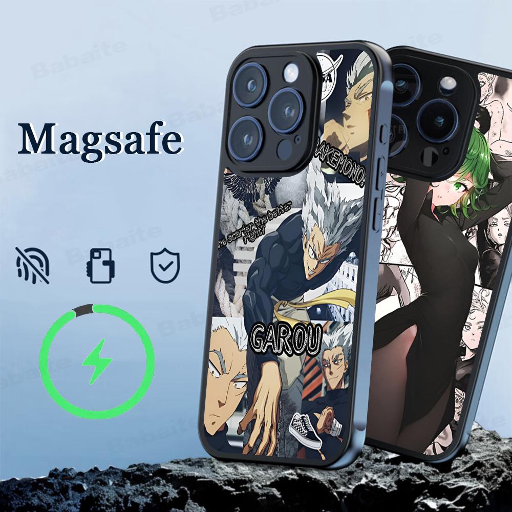 Чехол для телефона ONE PUNCH-MAN Магнитный чехол Для IPhone 16 14 13 12 11 15 Pro Max Plus Для Magsafe Беспроводная зарядка Чехол