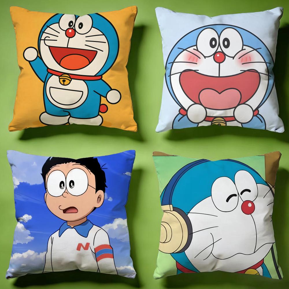 Stylish DDoraemoned Cushion Cover Versatile DoubleSided Pillow Case Fit for Sofa Bed Car Daily Decor