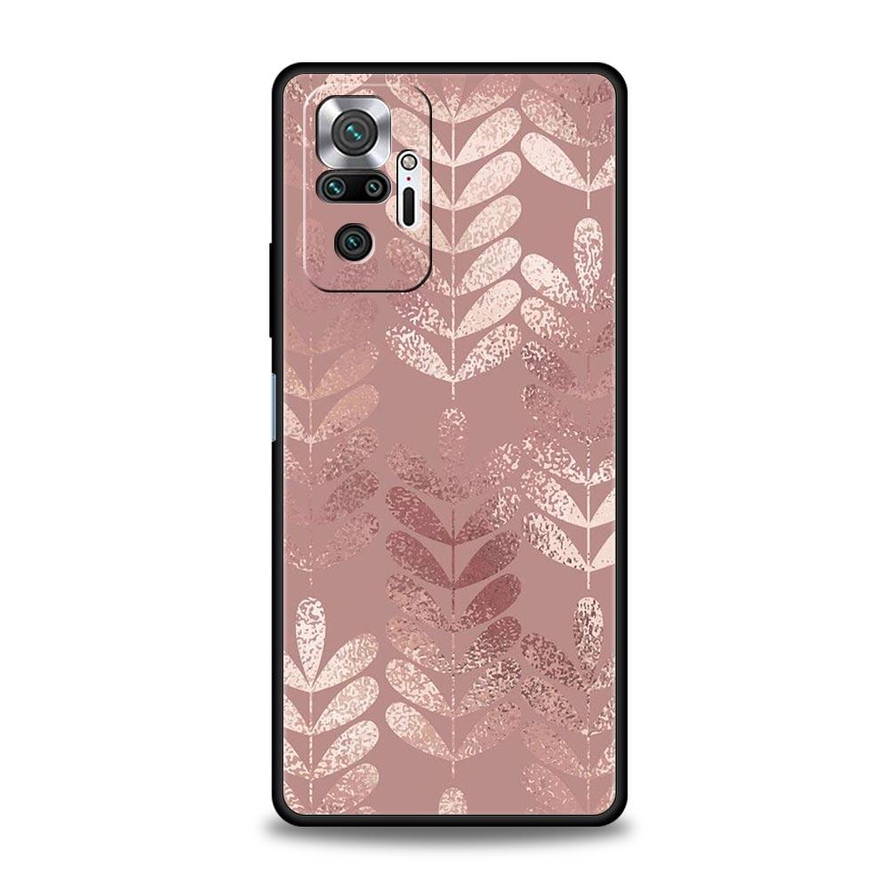 Чехол для телефона для Xiaomi Redmi Note 14 13 12 5G 11 10 Pro Plus 4G 9S 9 14C 13C 12C 10C 9C 9A Мягкий ТПУ чехол Золотой Розовый Сердце Любви