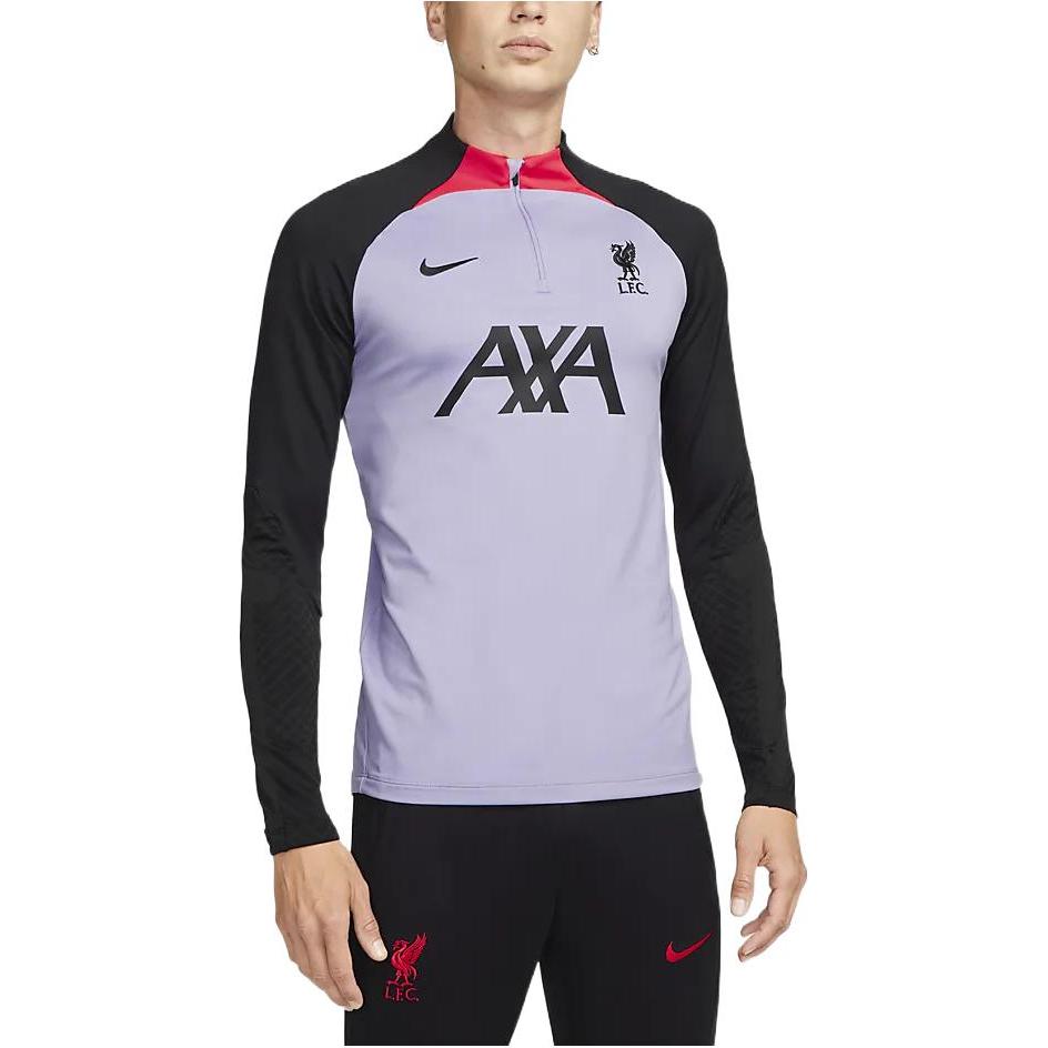 Nike Футболка Liverpool с длинным рукавом, принтом в виде букв логотипа и воротником-стойкой, мужские топы, серые DN2814-545