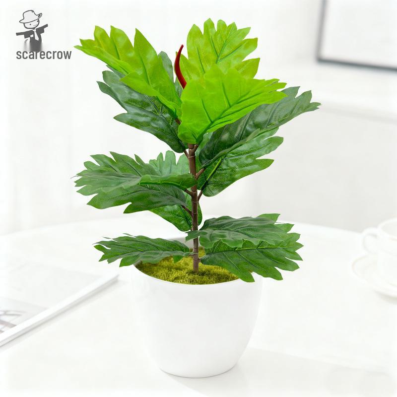 Nordic-Style Faux Breadfruit Tree in Pot for Garden and Home Décor