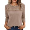 Women's Autumn Round Neck Top Lace Hollow Breathable Versatile Long Sleeve T-shirt