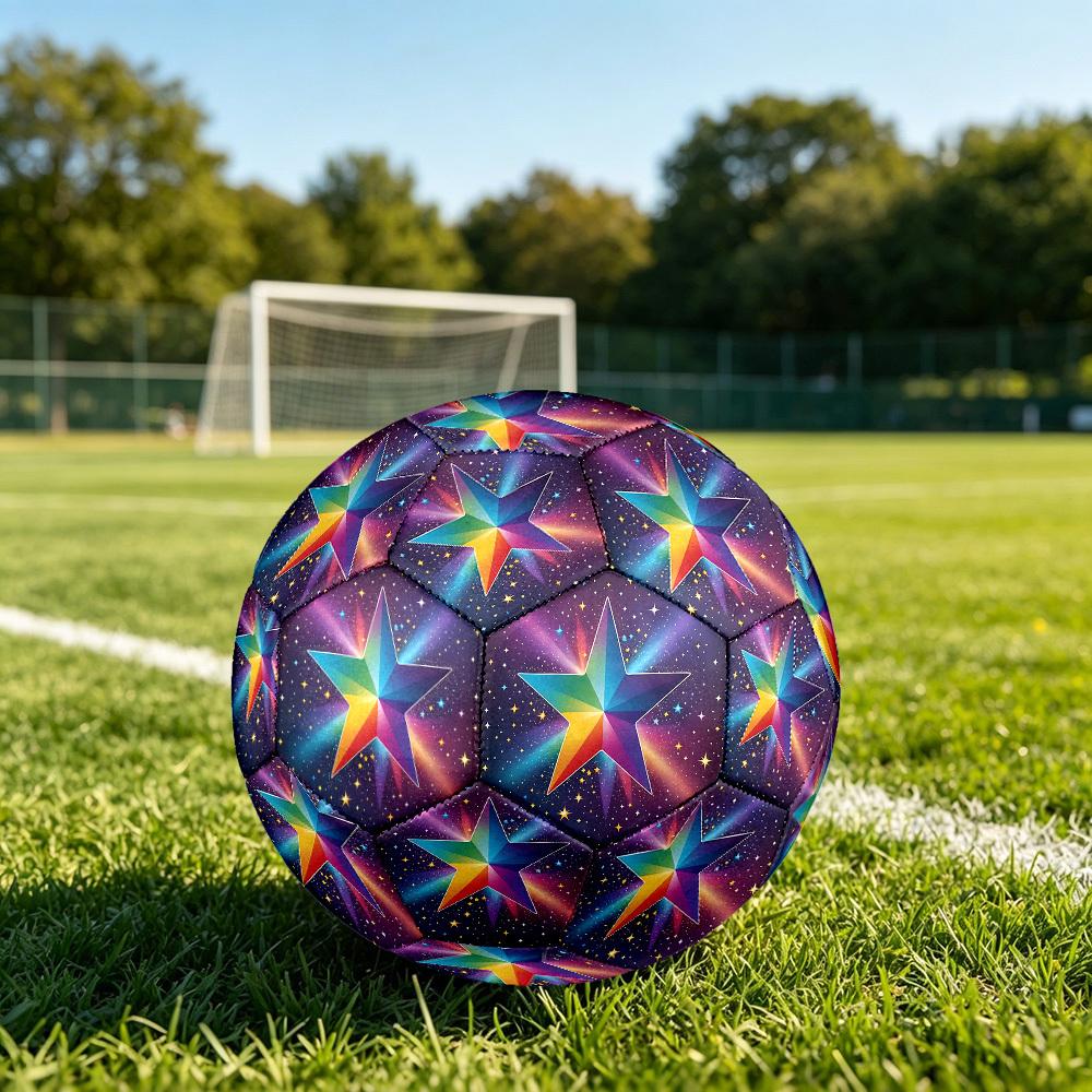1pc Rainbow Starry Sky Theme Soccer Ball Football, Size 5, Lightweight PVC, Outdoor Training Soccer Ball,Gift j61451