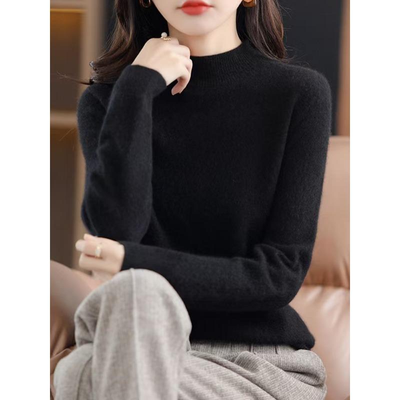 Women S Seamless Half Turtleneck 100 Wool Long Sleeve Knit Base Layer Sweater
