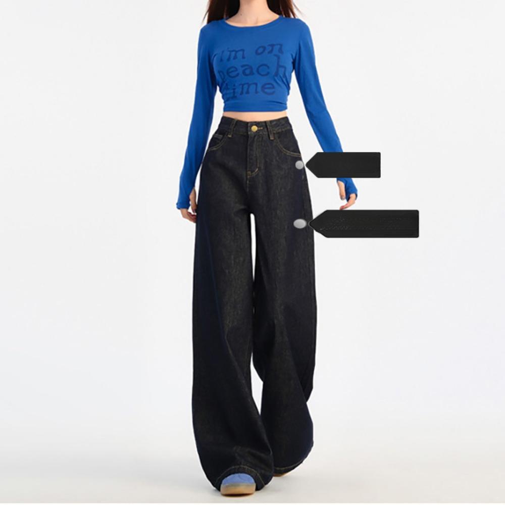 Ленивый стиль джинсы с высокой посадкой женские ниспадающие весенне-осенние новые универсальные корейская версия широкие джинсы-швабры тренд