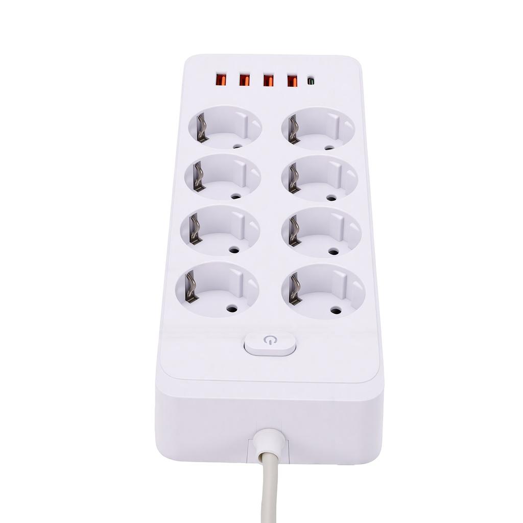 Удлинитель 1,8 м, 8 розеток переменного тока, 5 портов USB, огнестойкий удлинитель для офиса, общежития, дома, штепсельная вилка EU 100–240 В