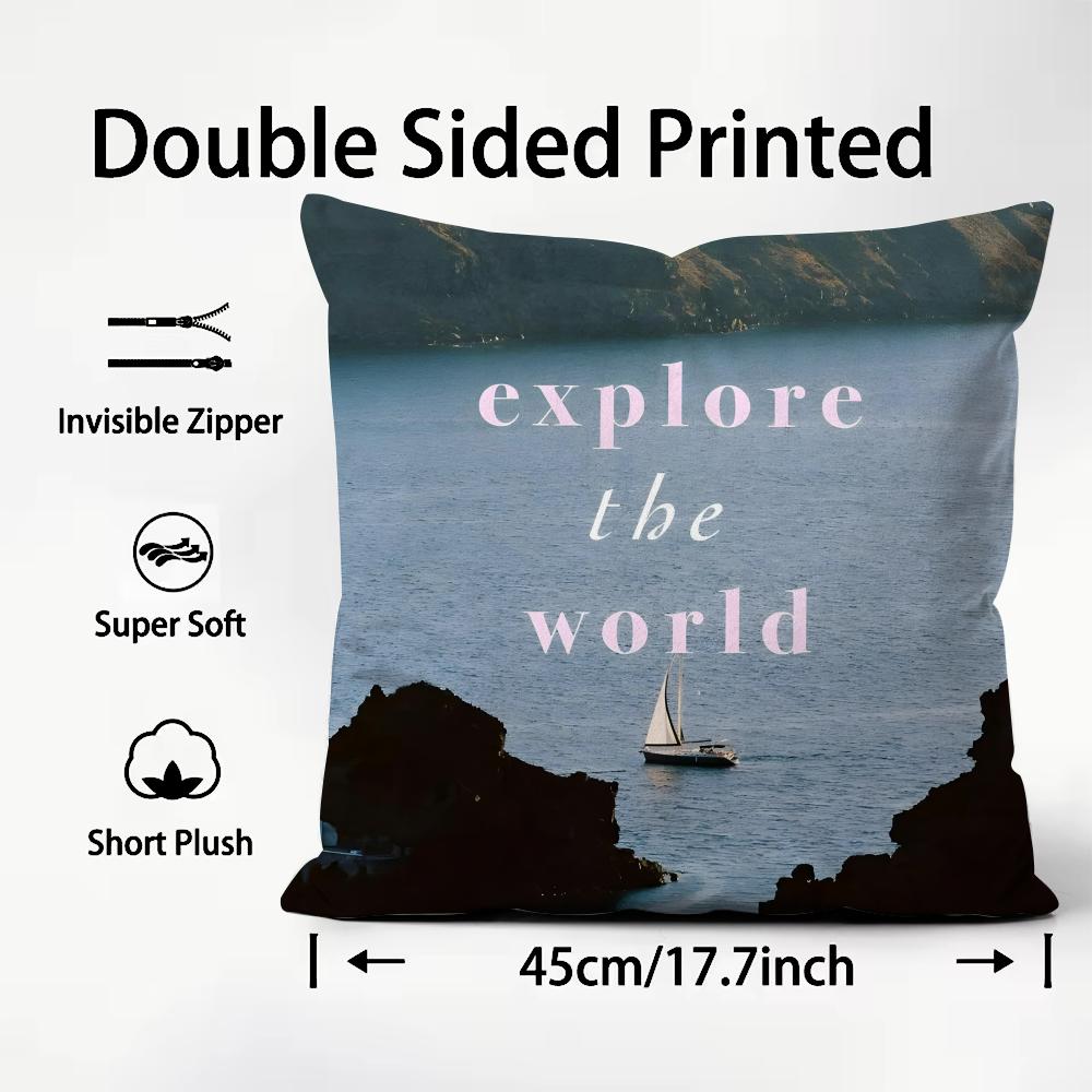 Positive Words INS Cushion Cover Plush Fabric Soft DoubleSided Printed Sofa Warm Winter Home Child Gift Pillow Case