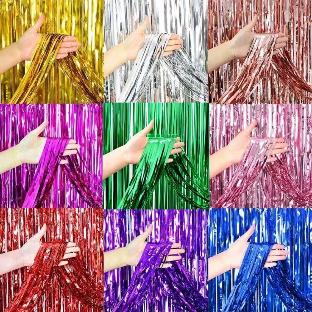Colorful Tinsel Curtain Glitter Fringe Backdrop Curtain Photo Booth Party Backdrop Wedding Decor