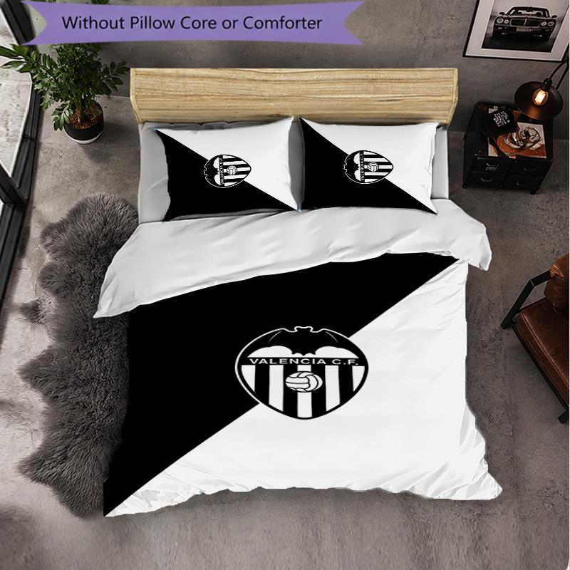 Valencia FC Themed Bedding 3Pcs Duvet Cover Set Decorative Bed Linen For Teen Room Home Decoration