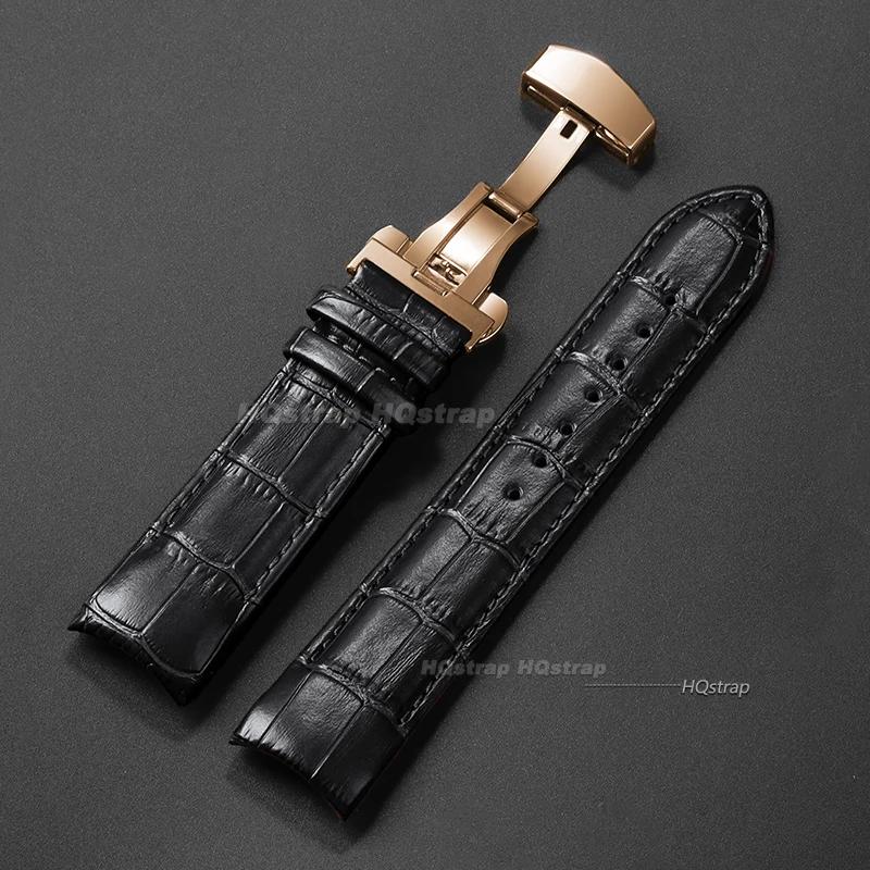 Кожаный ремешок для часов из телячьей кожи для Tissot T035 627/407/617 Браслет с бабочкой Изогнутый конец Деловая лента 22 мм 23 мм 24 мм