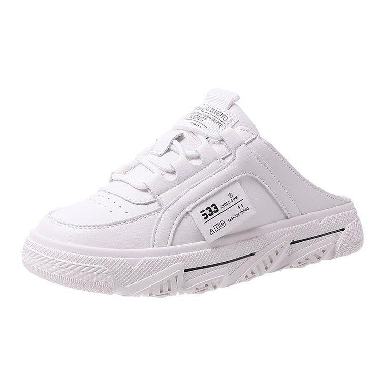 Baotou Half Slippers Women's Shoes Summer Wear Flat Bottom Niche Casual Fashion Versatile White Shoes