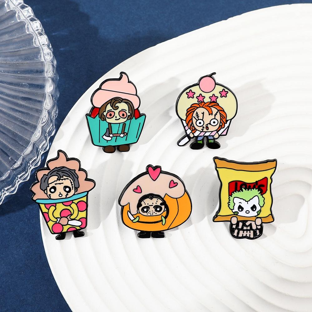 Мультяшная Креативная Брошь на Хэллоуин Персонаж Фильма Ужасов Клоун Бензопила Кукла Ужасов Металлический Значок