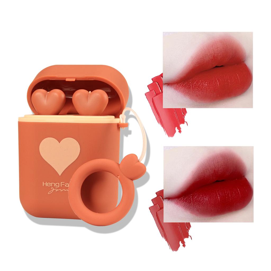 Hengfang Headphones Love Icon Double Tube Non-stick Cup Long Lasting Waterproof Lipstick H9423-M1005