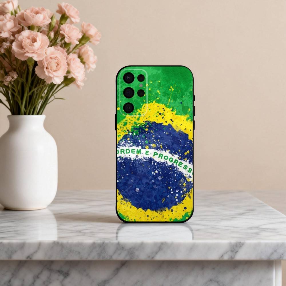 COOL B-Brazilian-N F-Flag-G ART Phone Case For Samsung S25,24,23,22,30,21,10,9,Ultra,Plus,Lite,FE,4,5 G Soft Black Case