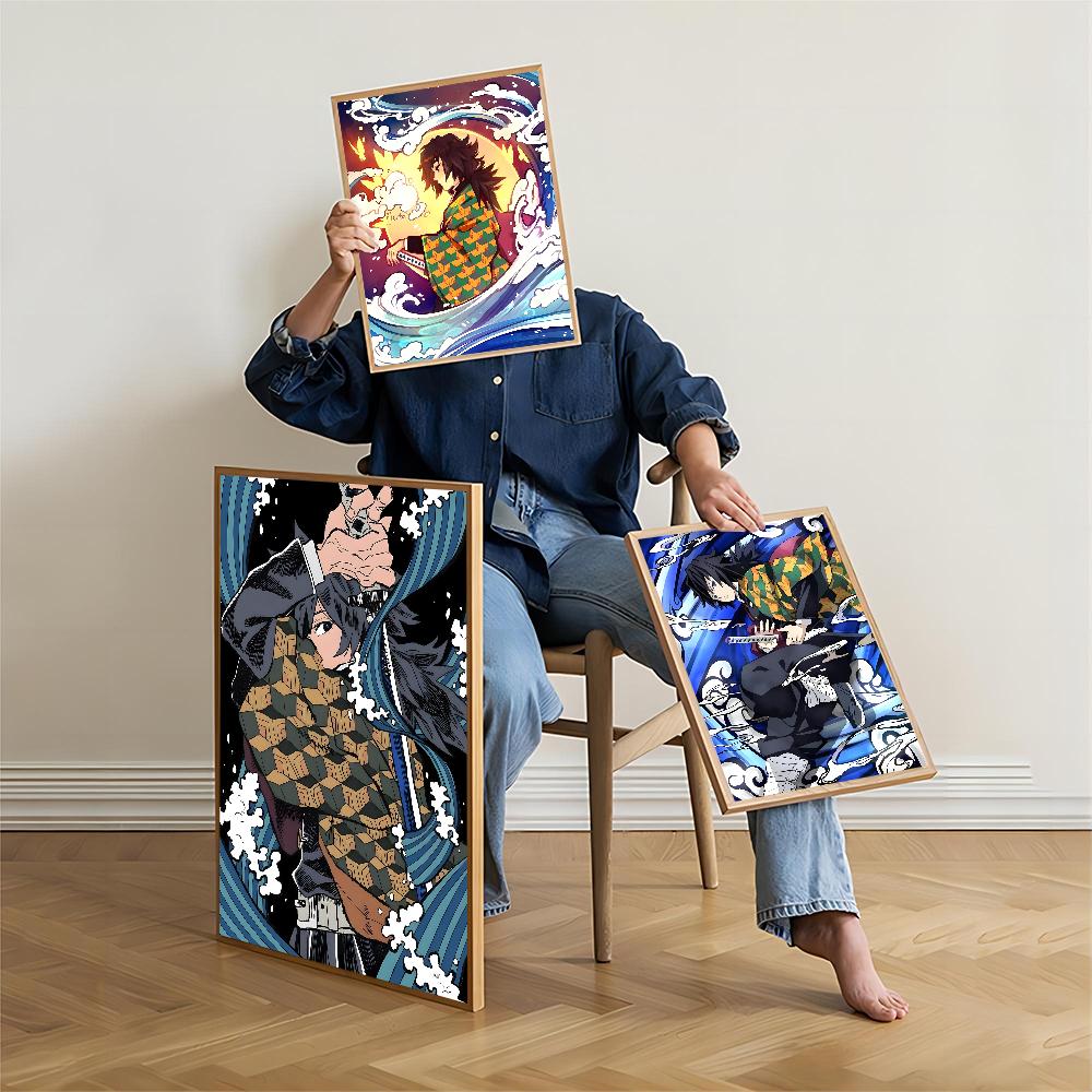 Клинок рассекающий демонов Томиока Гию Сделай сам липкий постер Фантазийная наклейка на стену для украшения гостиной, бара, декор стены