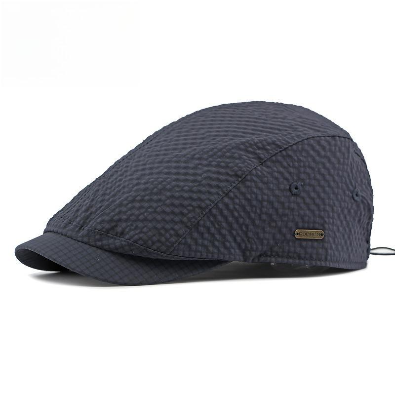 Unisex Water Repellent Flat Cap Spring Summer Waffle Texture Breathable Ivy Cap Retro British Beret Cabbie Hat