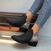 Spring and Autumn Fashion Women's Retro Women's Short Boots Casual Leopard Print Short Boots Comfortable Women's Boots