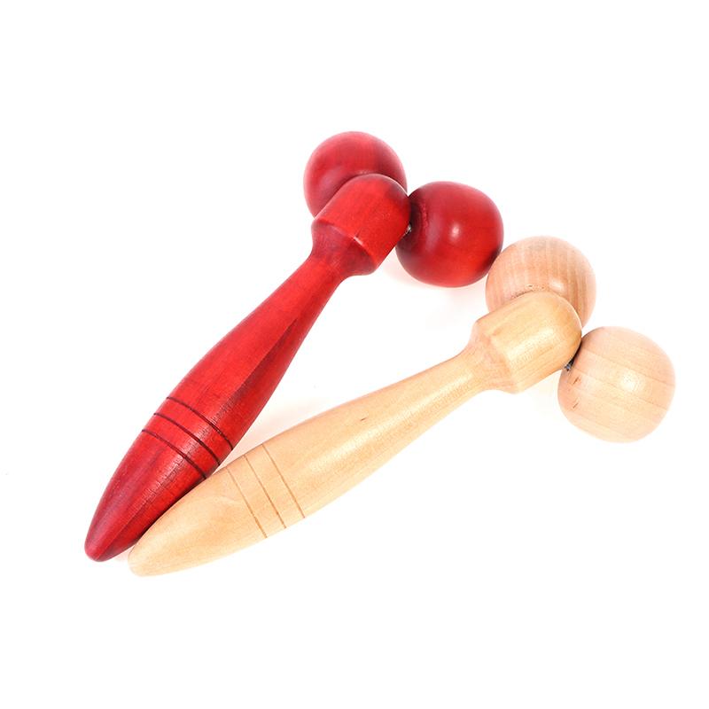 Портативный роликовый массажер, деревянный двухколесный массажер для лица