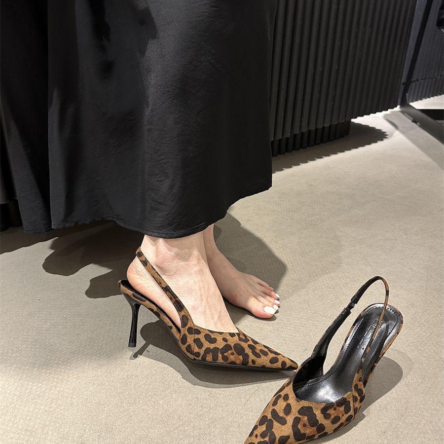 Замшевые сексуальные туфли на высоком каблуке с острым носком женские весенние босоножки с юбкой темперамент тонкий каблук темперамент сумка-голова