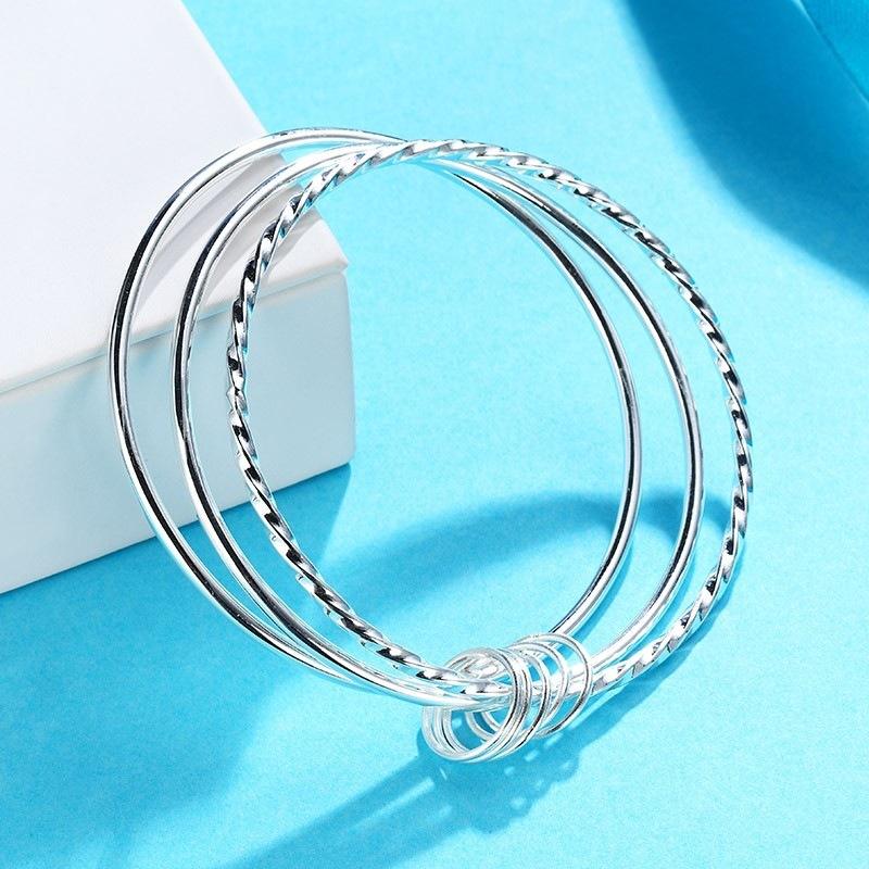 Versatile Simple Three-ring Bracelet Fashion Silver-plated Three Lives Three Worlds Bracelet