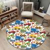 Trendy Round Christmas Multicolor Area Rug, Non-Slip Floor Mat for Bedroom