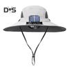 Солнцезащитная шляпа с двумя вентиляторами на солнечных батареях, широкополая шляпа для рыбалки на открытом воздухе с зарядкой через USB, дышащая сетчатая шляпа для рыбалки