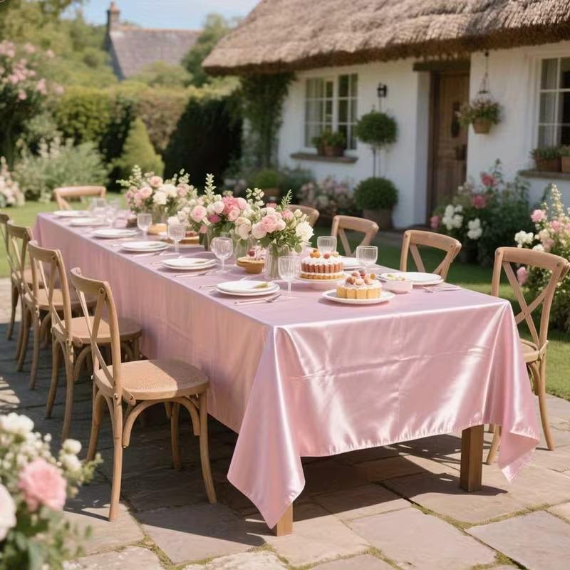 Shiny Satin Rectangular Tablecloth Washable Silk Like Table Cover for Dining Kitchen Wedding Party Banquet Decoration
