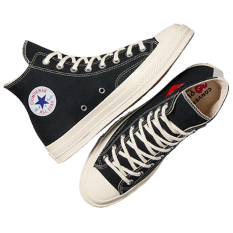 Converse Comme Des Garçons PLAY X Chuck 70 High Single Heart - Black Unisex Sneakers Red Egret A08801C