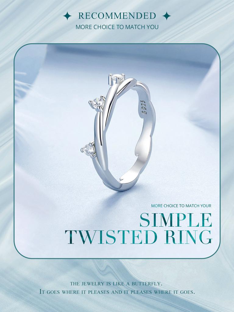 BAMOER 925 Sterling Silver Simple Twisted Ring Fashion Everyday Wear For Women Birthday Gifts Fine Jewelry
