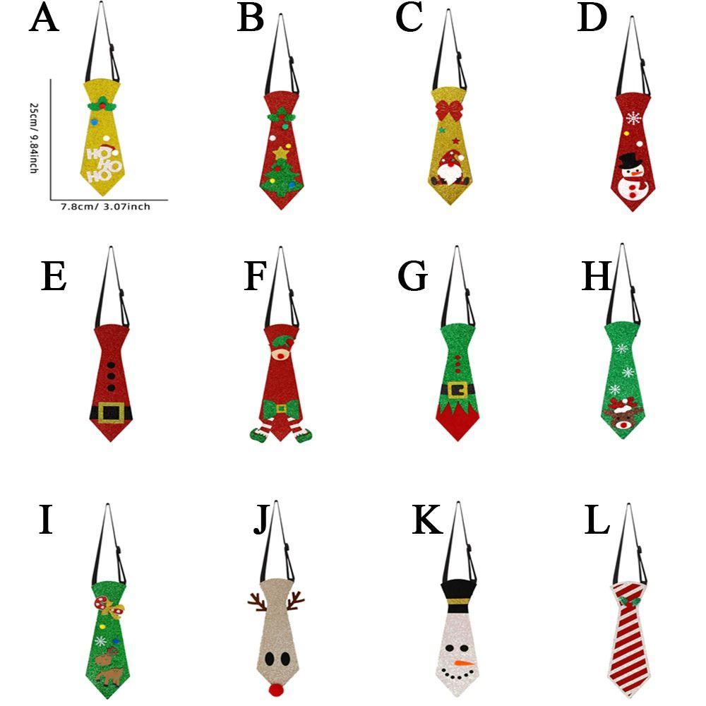 Adjustable Christmas Tree Felt Tie 12 Types Snowman Elk Tie Felt Christmas Ties Merry Christmas