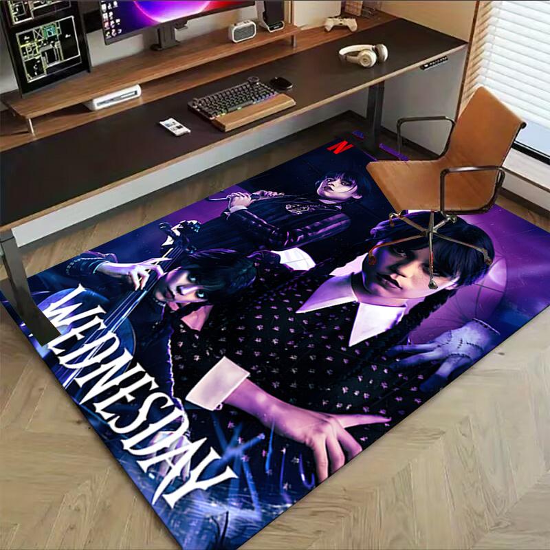 1pc Wednesday Addams Mystery Carpet for Playroom Bedroom Living Room Sofa Home Decor,kids Game Area Rug Non-slip Floor Mat Y82677