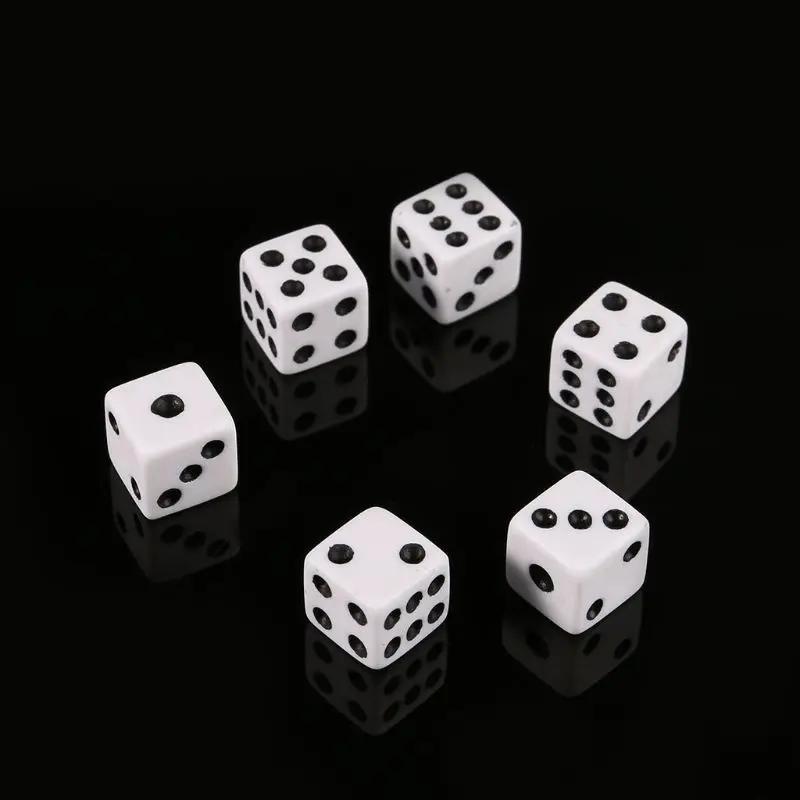 100Pcs Mini White Dice Set - 5Mm 8Mm 10Mm 12Mm 14Mm 16Mm D6 Sizes Square-Edged With Black Dots For Board Games