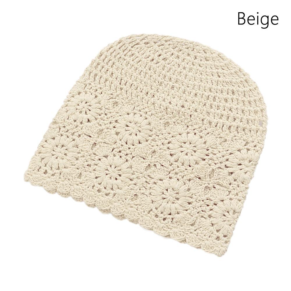 Fashion Vintage Artistic Beret Cap Hollowed-out Hand-Made Skullies Hat Breathable Sweet Knitted Hat Women