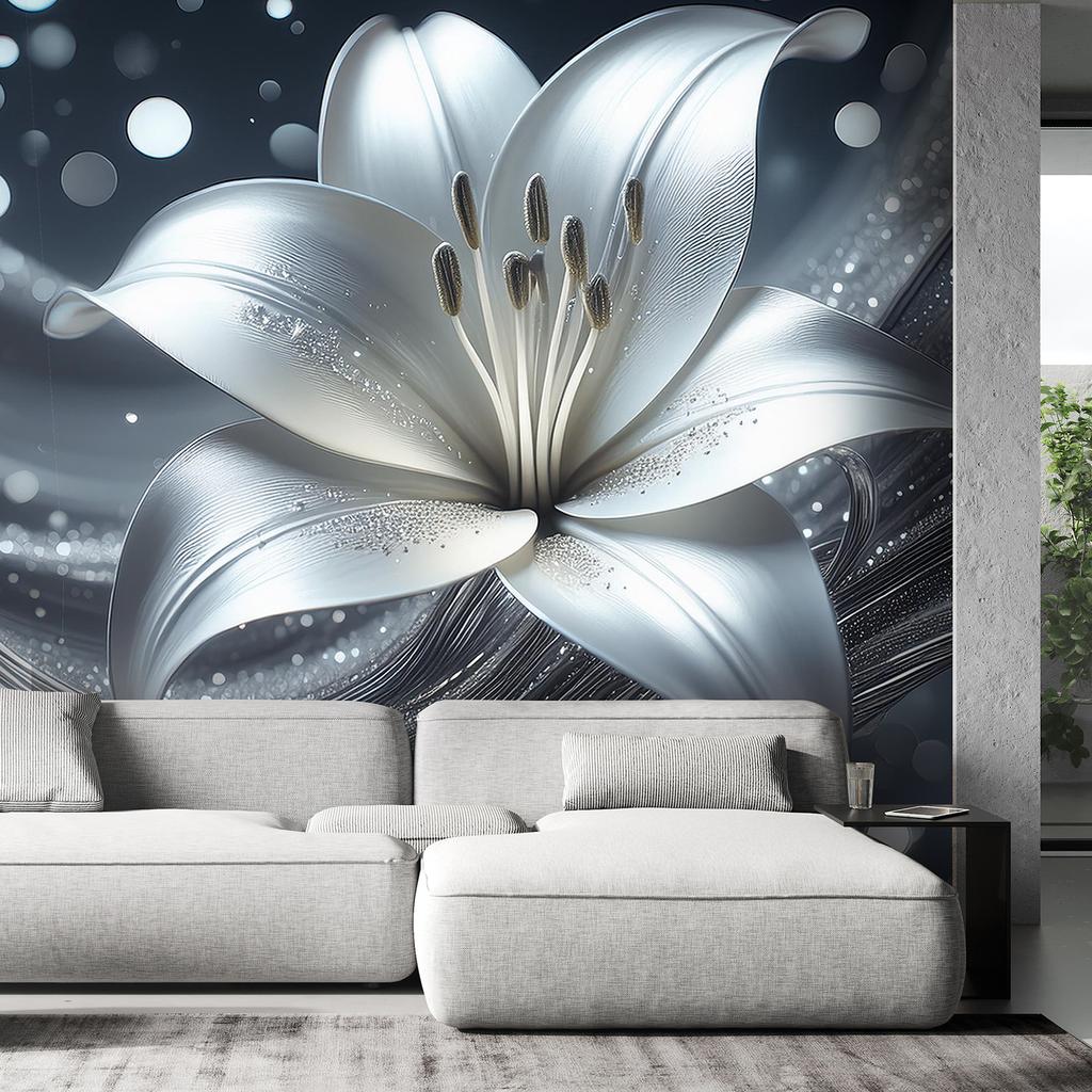 Wallpaper Silver Abstraction Flower