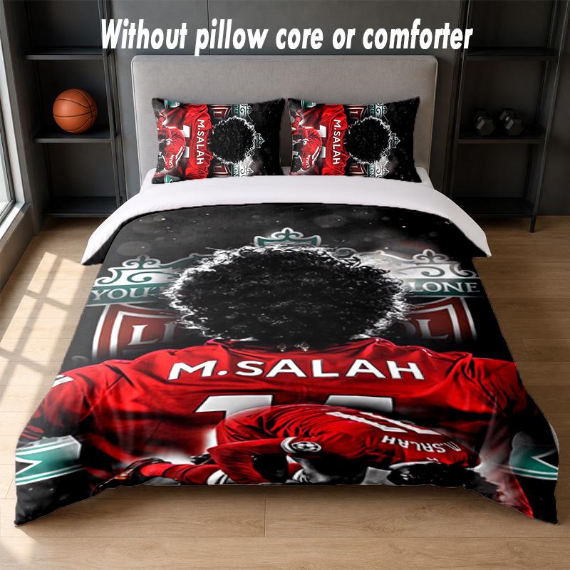 Mohamed Salah Design Bed Bedding Set 1 Duvet Cover + 2 Pillowcases Soft Breathable Household Bed Linens