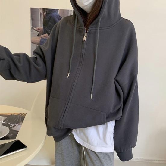 Women's Oversized Hoodies Full Zip Up Long Sleeve Sweatshirt with Pockets Casual Drawstring Jackets Fall Outwear