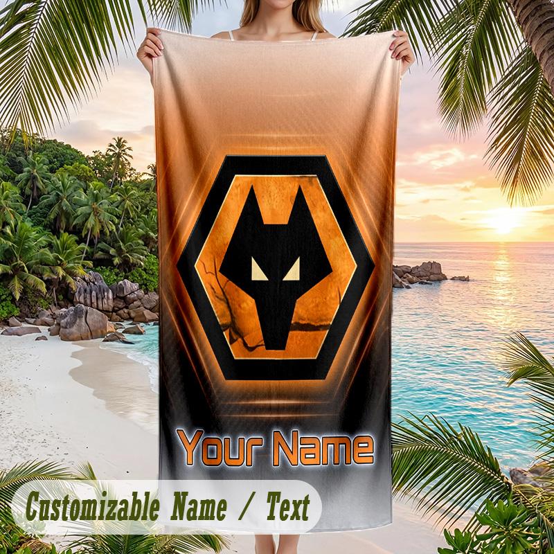 Beach Towel Wolverhampton Wanderers Print Custom Name Text Soft Towel for Swimming Pool