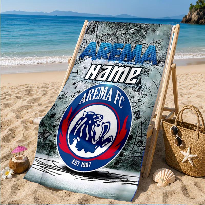 Custom Name Beach Towel Arema Crest Pride Microfiber Beach Towel, Lightweight for Summer Travel, Swimming Pool Fan Birthday Gift