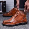 38-48 Мужские повседневные туфли из резиновой кожи ручной работы большого размера Мягкая подошва Свадебные туфли Кожаные ботинки для мужчин Ботинки для мужчин