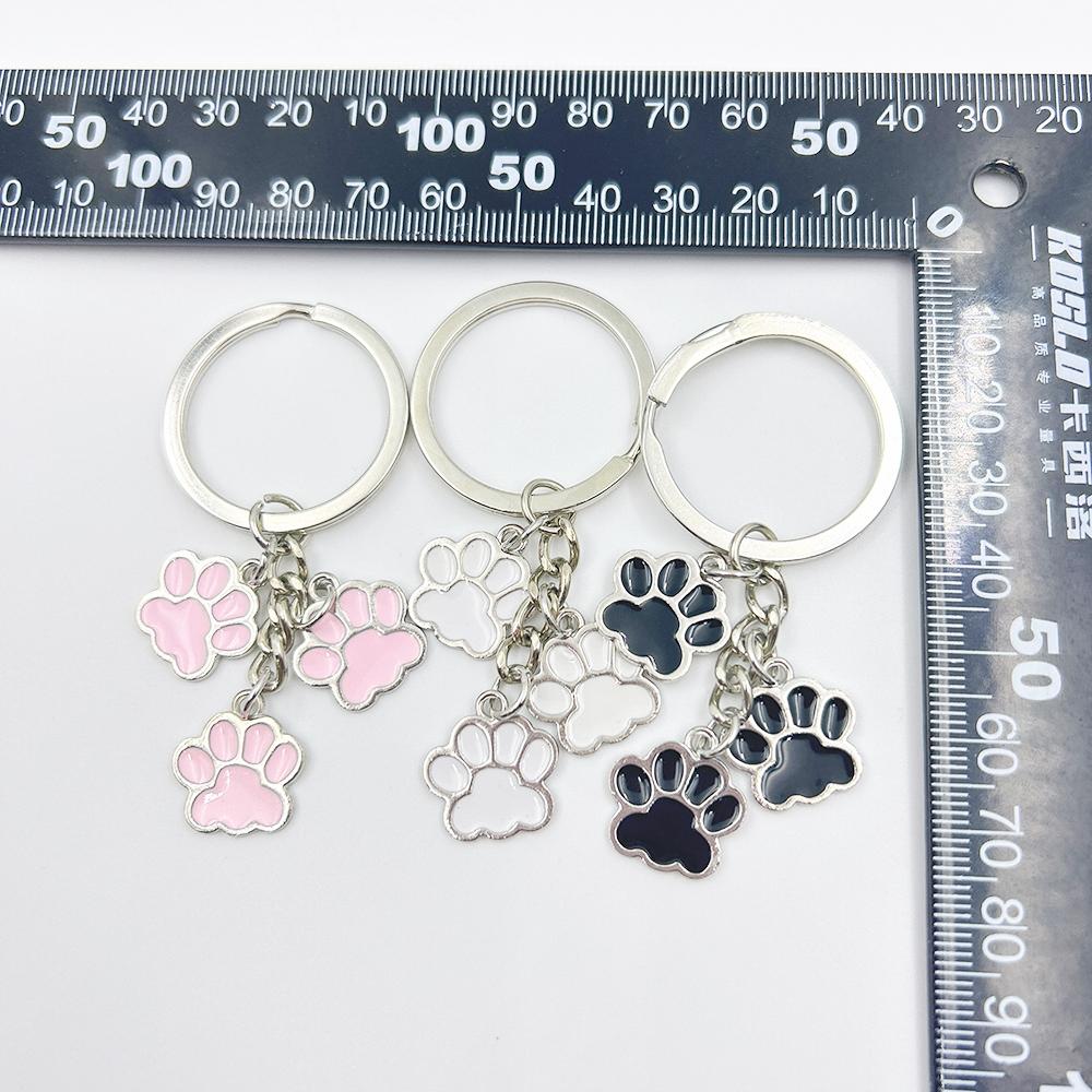 Новая мода Pet Paw Oil Enamel Charms Key Chain Key Chain Car Keyring Women Child Gift Jewelry