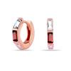 925 Sterling Silver Jewelry Small Rose Gold-Plated Zirconia Rainbow Tiny Huggie Hoop Earrings for Women Teen