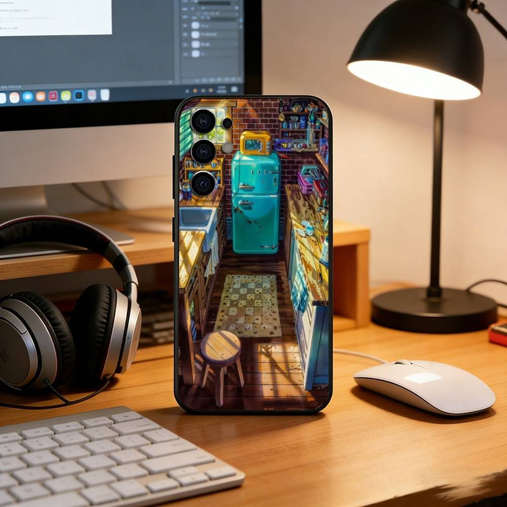 Милый аниме-кухонный узор Чехол для телефона Для Samsung S25,S24,S21,S22,S23,S30,Ultra,S20,Plus,Fe,Lite,Note,10,Черный чехол