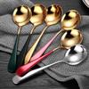 1Pcs Dishwasher Soup Spoons Stainless Steel Kitchen Tool Round Stirring Spoon  for Dessert Coffee